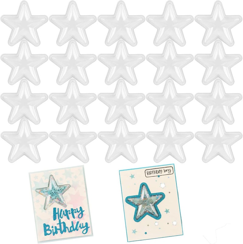 BAOFALI 20PCS Clear Star Dimensional Shaker Domes 2-5/8" Diameter Plastic Clear Puffy Star Shaker Covers for Shaker Card Adhesive Star Shaker Pouches Arts Crafts Scrapbooking SuppliesShaker Window Blister - Image 1